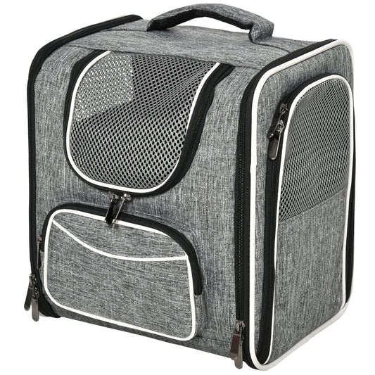 Pawhut Transportín Mochila Gatos Perros Plegable Con Cojín Extraíble 31x26x34 Cm_0