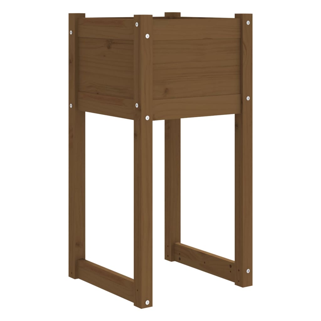 Jardinera Madera Maciza De Pino Marrón Miel 40x40x81 Cm_0