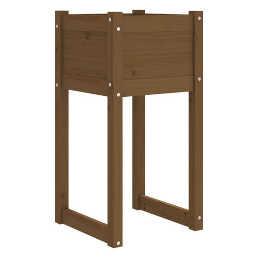 Jardinera Madera Maciza De Pino Marrón Miel 40x40x81 Cm_0