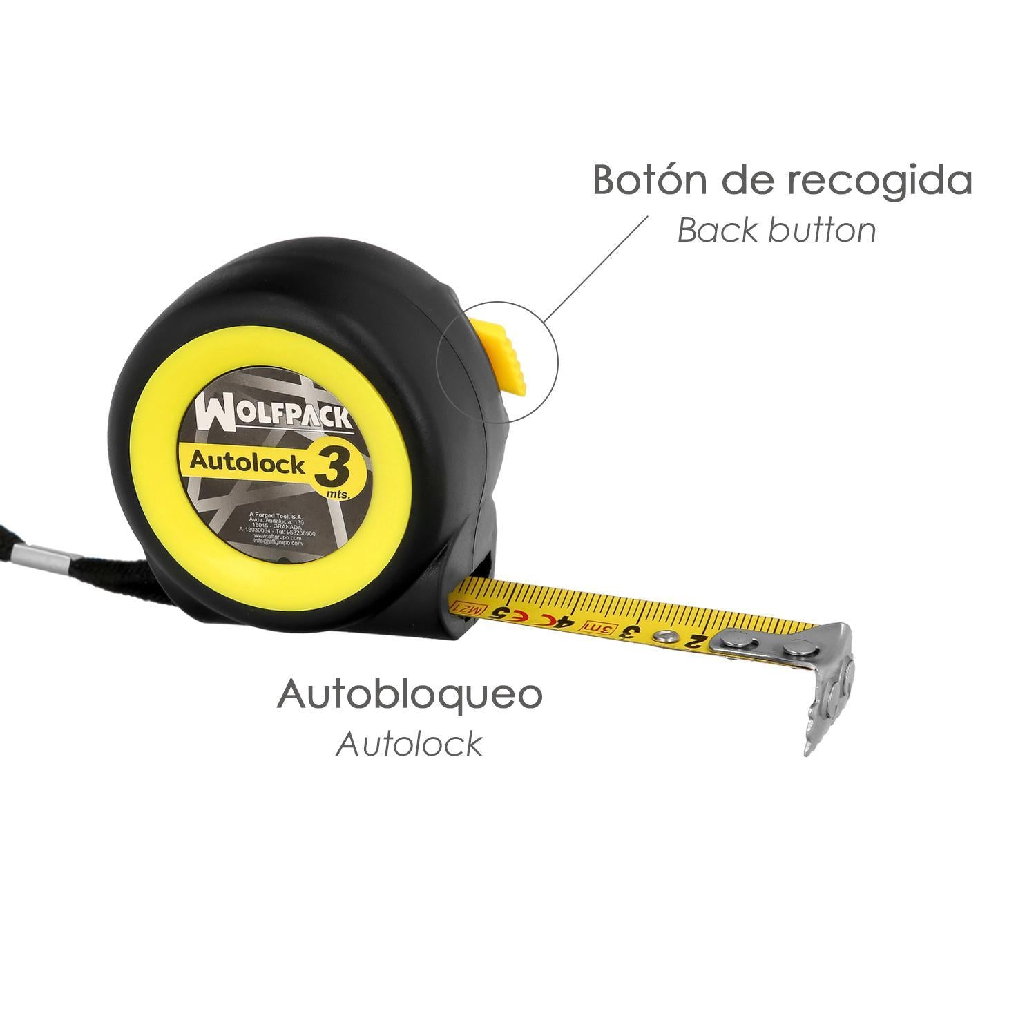 Flexometro Sistema Autolock Con Freno Automatico Longitud 3 Metros Ancho Cinta 16 Mm. Magnetico. Cinta Metrica Freno Automatico_1