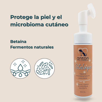 Espuma limpiadora natural para perros y gatos – Limpieza de patas 200 ml_3