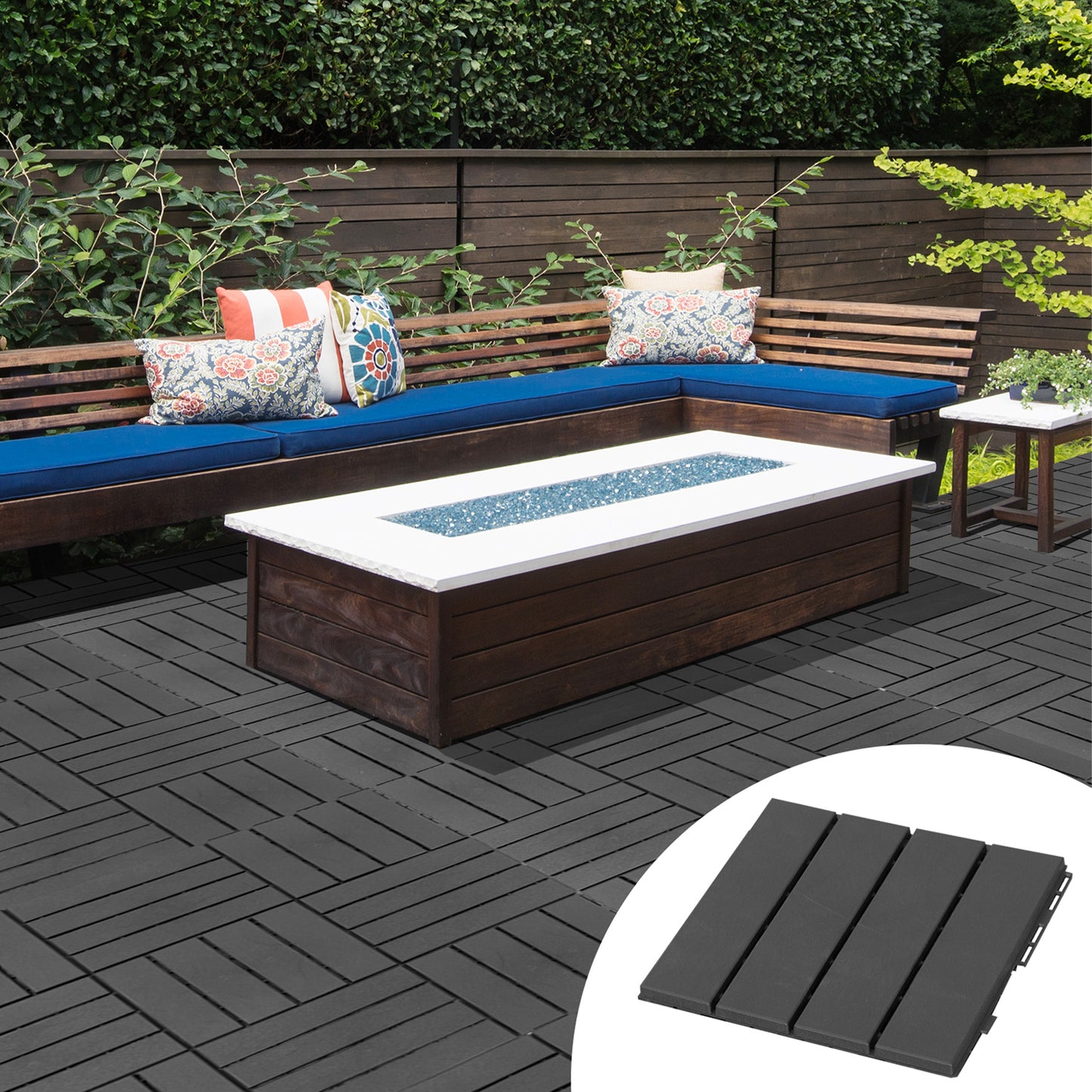 Outsunny Baldosas Cuadradas Para Suelos Antideslizantes Exteriores Interiores Paquete De 9 Piezas 0.81 M² 30x30 Cm Negro_1