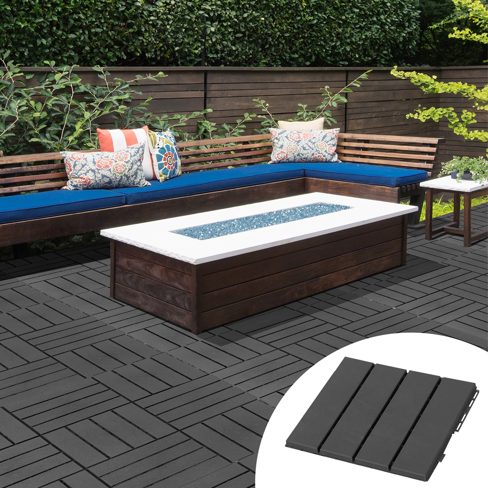 Outsunny Baldosas Cuadradas Para Suelos Antideslizantes Exteriores Interiores Paquete De 9 Piezas 0.81 M² 30x30 Cm Negro_1