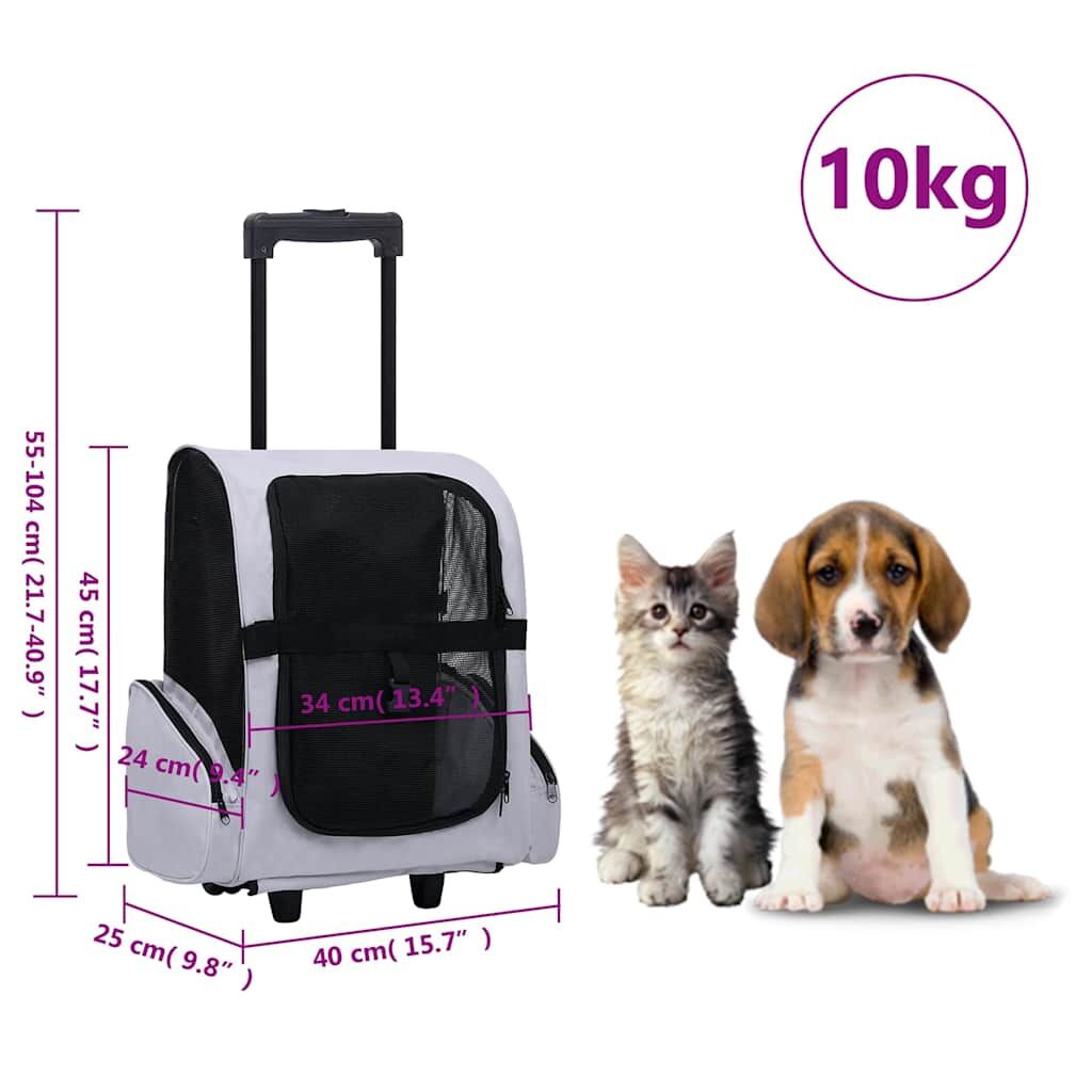 Vidaxl Carro Plegable Para Mascotas Multiusos Gris_2