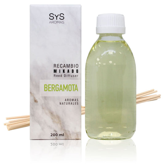 Recambio Mikado Bergamota Mármol SYS Aromas 200 ml | Con Palos | Aroma Cítrico y Floral | Equilibrante_0