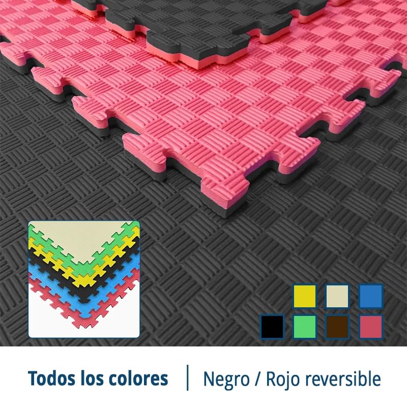 Artatami® Tatami Puzzle 1x1x25 Mm Rojo - Negro【1 Unidad】gimnasios - Fitness - Pilates - Yoga_1