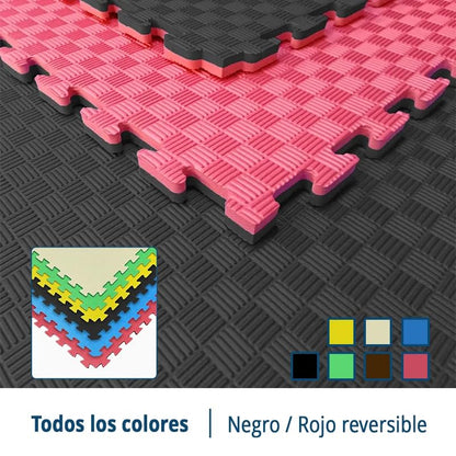 Artatami® Tatami Puzzle 1x1x25 Mm Rojo - Negro Pack Ahorro【12 Unidades】gimnasios - Fitness - Pilates - Yoga_1
