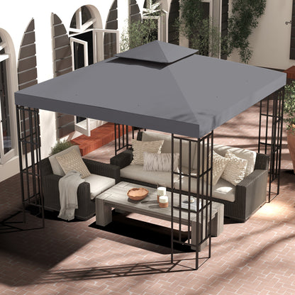 Outsunny Techo De Repuesto Para Cenador 3x3 M Con Techo Doble Anti-uv Gris_4