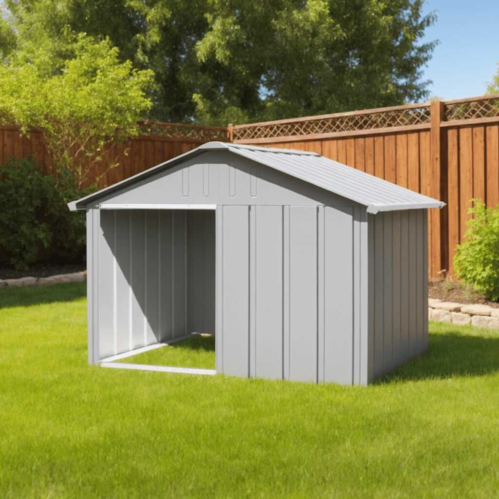 Vidaxl Casa Para Perros Acero Galvanizado Gris 116,5x153x81,5 Cm_1