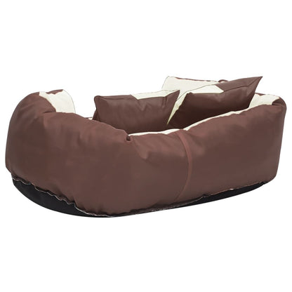 Vidaxl Cojín Para Perro Reversible Y Lavable Marrón Y Crema 65x50x20cm_4