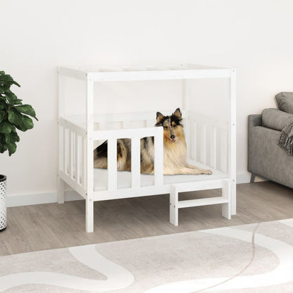 Vidaxl Cama Para Perros Madera Maciza De Pino Blanco 105,5x83,5x100 Cm_1