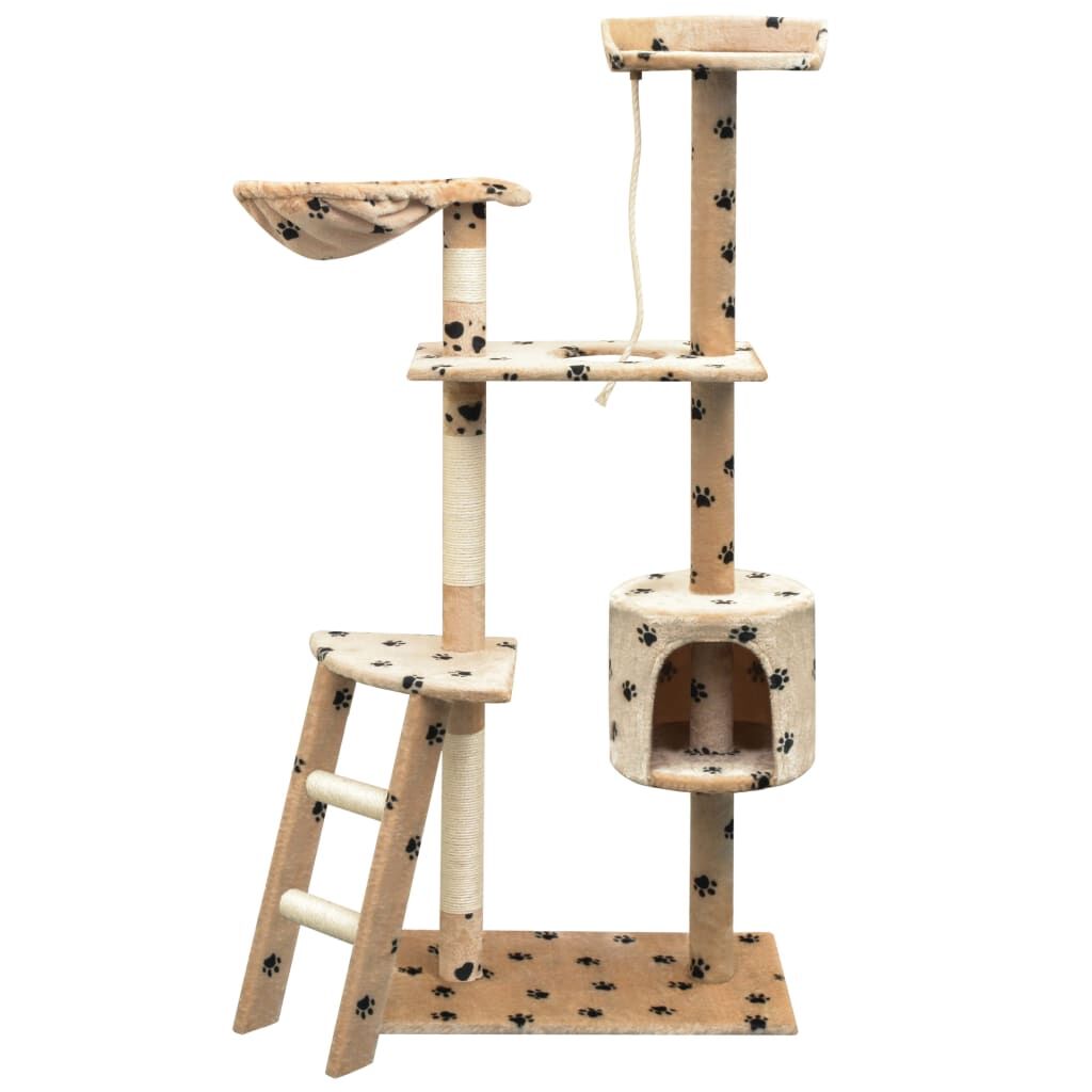 Vidaxl Rascador Para Gatos Poste Rascador De Sisal 150cm Huellas Beige_0