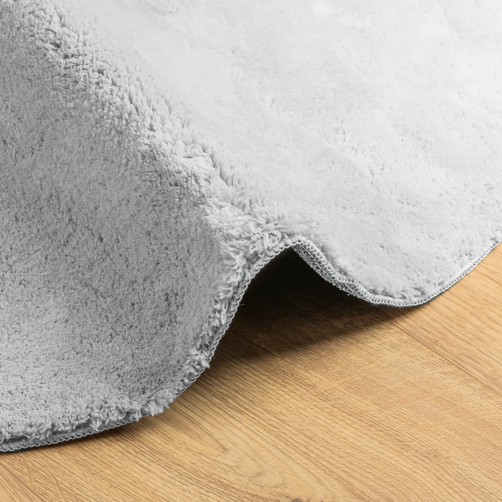 Alfombra De Pelo Corto Suave Lavable Huarte Gris Ø 160 Cm / Vetonek_1