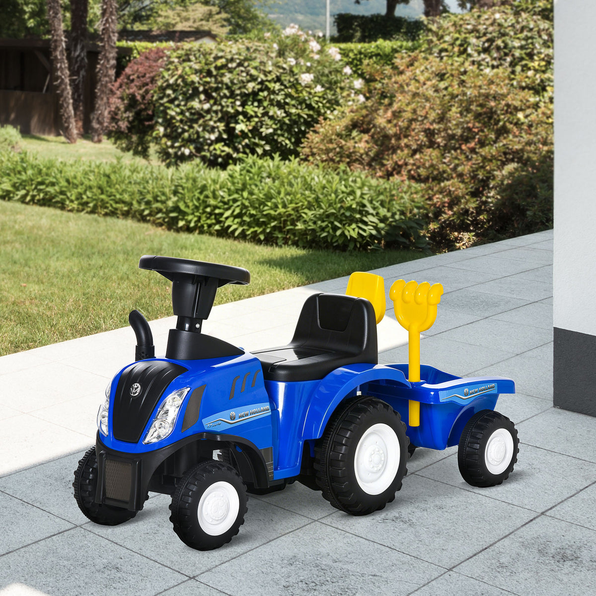 Tractor Con Remolque Infantil Con Remolque Homcom 91x29x44 Cm Azul_1