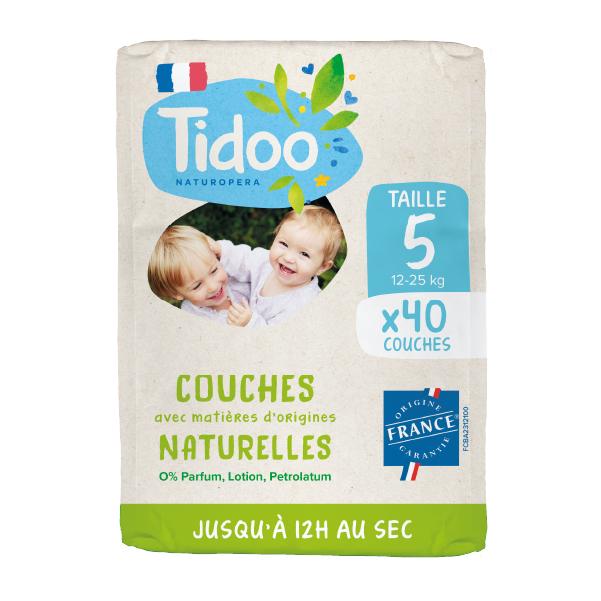 Pañales tidoo Pañal etiquetado ecológico, origen francés, talla 5 (12-25kg)