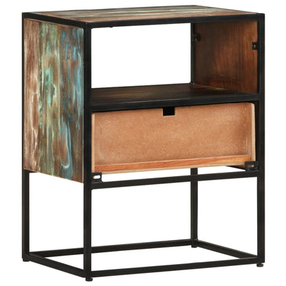 Mesita De Noche De Madera Maciza Reciclada 40x30x50 Cm_1