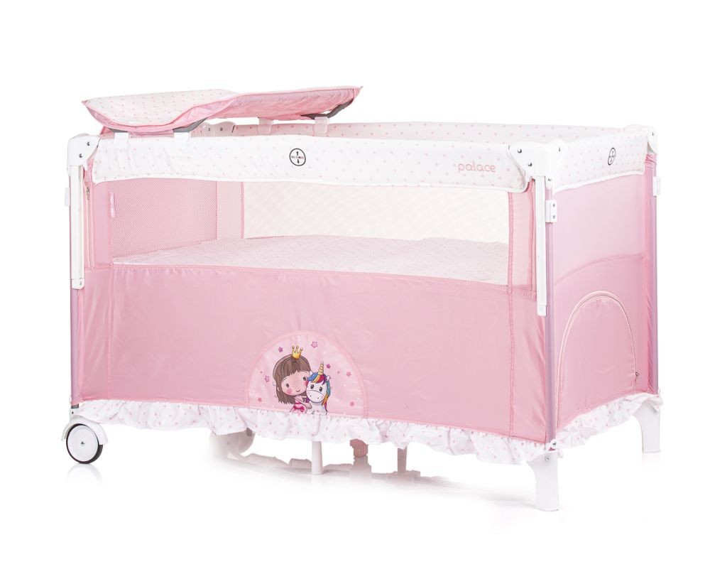 Cuna De Viaje Con Dosel Y Cambiador Palace Princess Pink_3