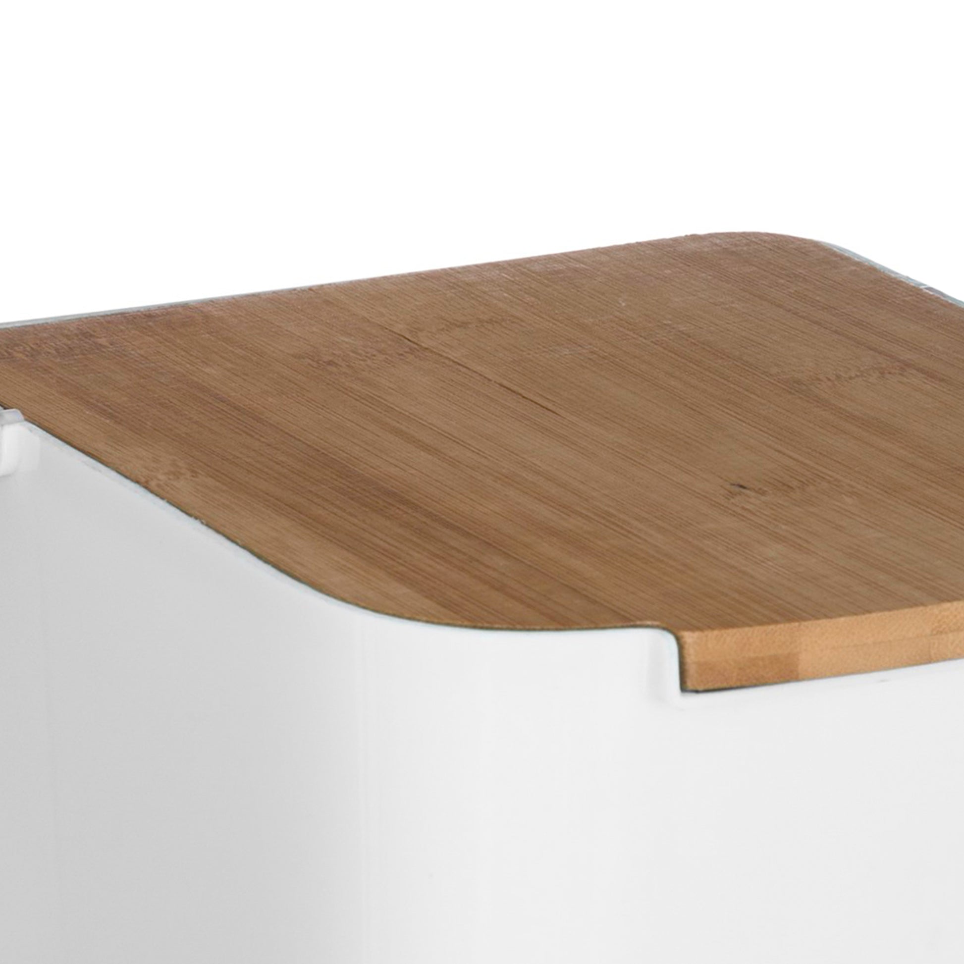 Papelera Baño Tapa Bambú Baltik 5l Blanco