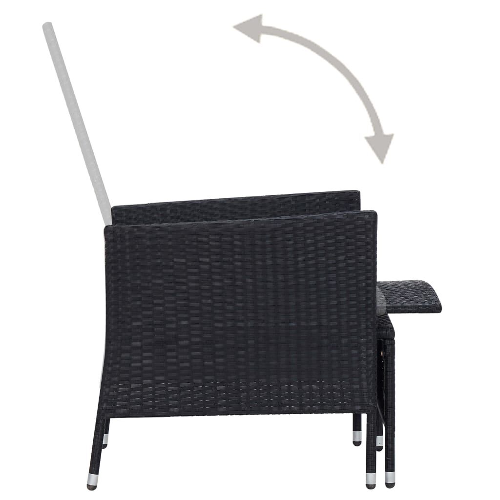 Vidaxl Sillón Reclinable De Jardín Con Cojines Ratán Sintético Negro_4