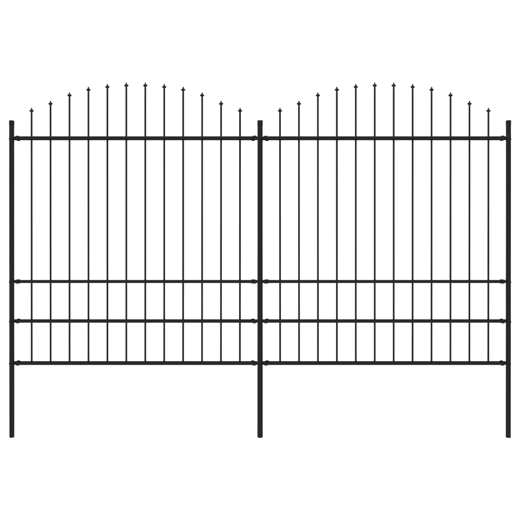 Valla De Jardín Con Puntas De Lanza Acero Negro (1,75-2)x3,4 M / Vetonek_2