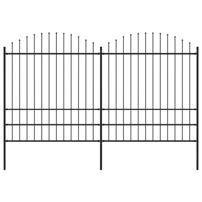 Valla De Jardín Con Puntas De Lanza Acero Negro (1,75-2)x3,4 M / Vetonek_2