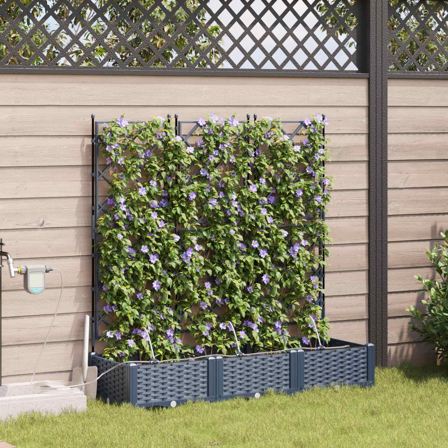 Macetero De Jardín 3 Uds. Gris 120 X 40 X 126 Cm Pp_2