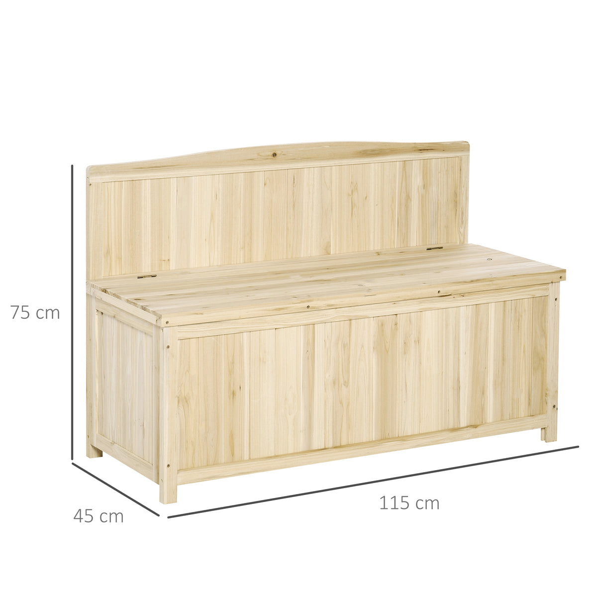 Outsunny Banco De Jardín De Madera Con Caja De Almacenaje 115x45x75 Cm Natural_2