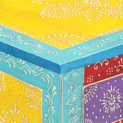 Mesita De Noche Pintada A Mano Madera Maciza Mango 40x30x50 Cm_3