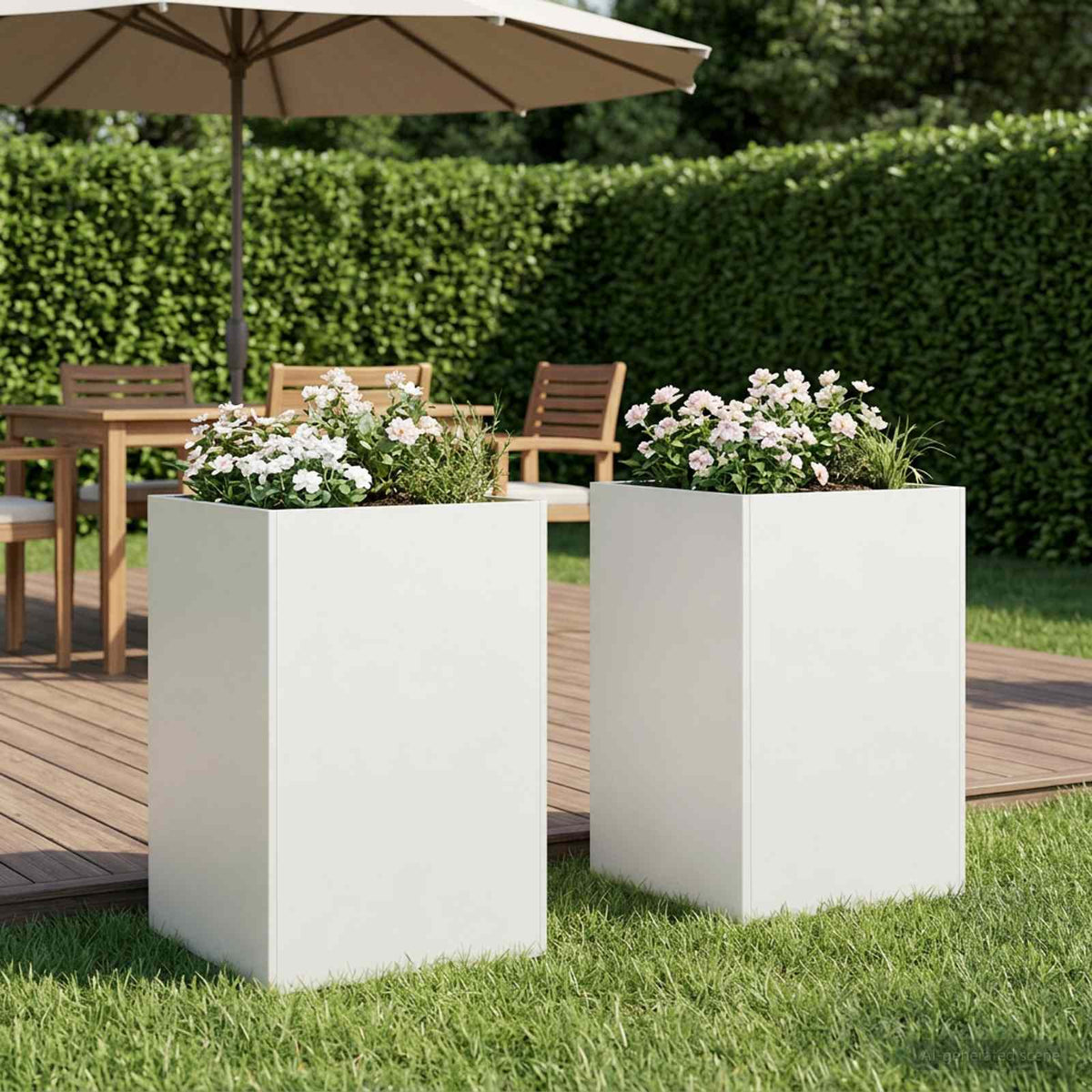 Macetero De Jardín 2 Uds. Blanco 40 X 40 X 75 Cm_1