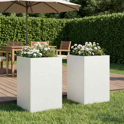 Macetero De Jardín 2 Uds. Blanco 40 X 40 X 75 Cm_1