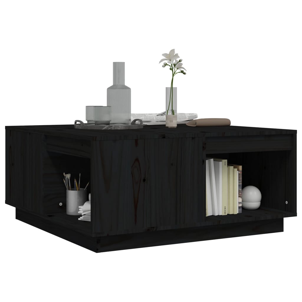Mesa De Centro De Madera Maciza De Pino Negro 80x81x36,5 Cm_2