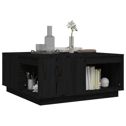 Mesa De Centro De Madera Maciza De Pino Negro 80x81x36,5 Cm_2