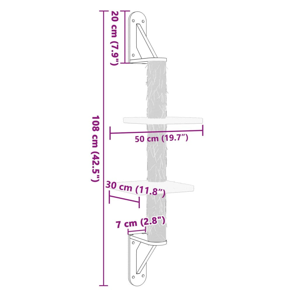 Vidaxl Árbol Rascador Para Gatos De Pared Gris Claro 108 Cm_2