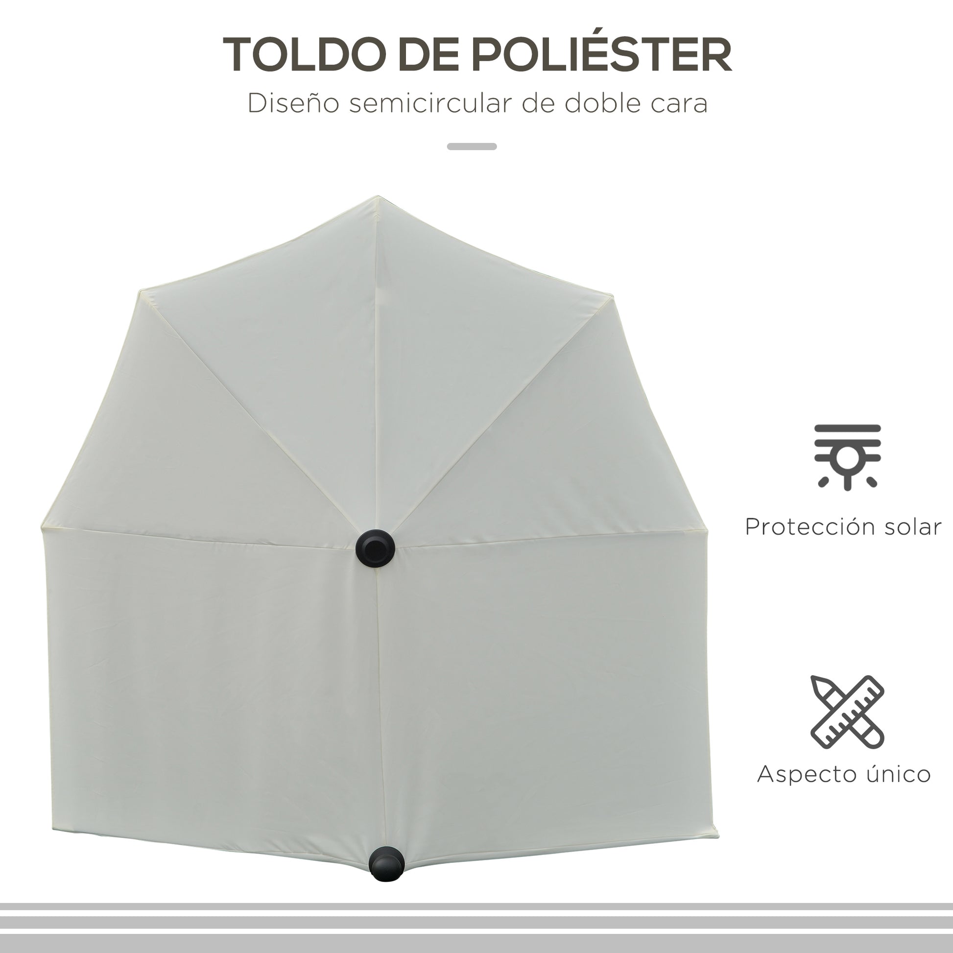 Outsunny Sombrilla De Pared Jardín 200x190x240cm Con Manivela Para Terraza Crema_4