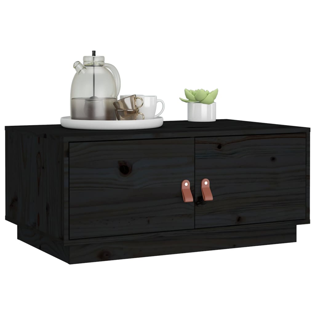 Mesa De Centro De Madera Maciza De Pino Negro 80x50x35 Cm_2
