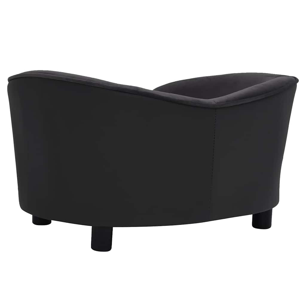 Vidaxl Sofá Para Perros Felpa Y Cuero Sintético Negro 69x49x40 Cm_4