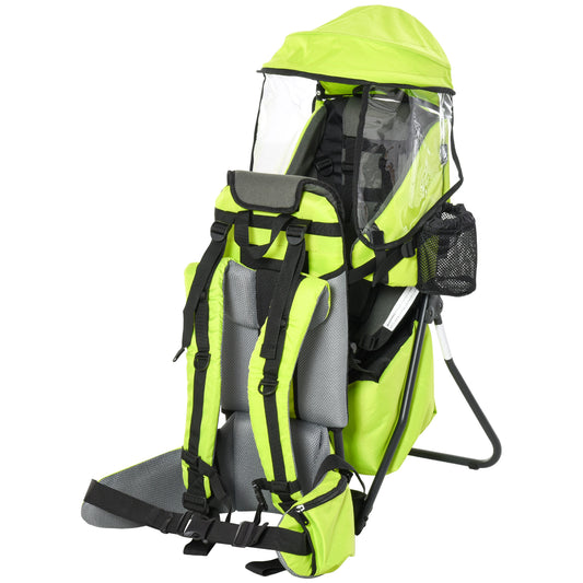 Homcom Mochila Portabebés Plegable Con Techo Impermeable Para 6-36 Meses Verde_0