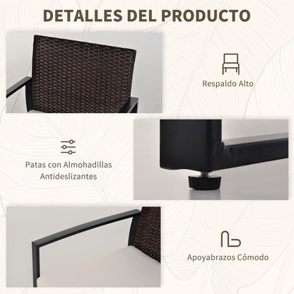 Outsunny Conjunto De Mesa Y Sillas De Jardín Para Exterior De 3 Piezas Marrón_5