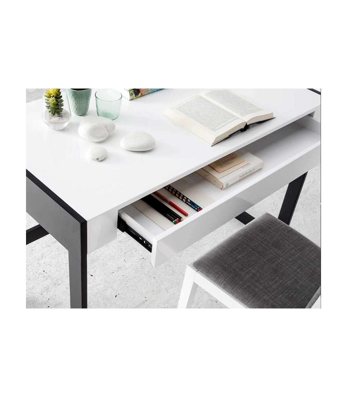 Escritorio Lacado En Blanco Elsa, 120 X 60 X 81 Cm (largo X Ancho X Alto)_4