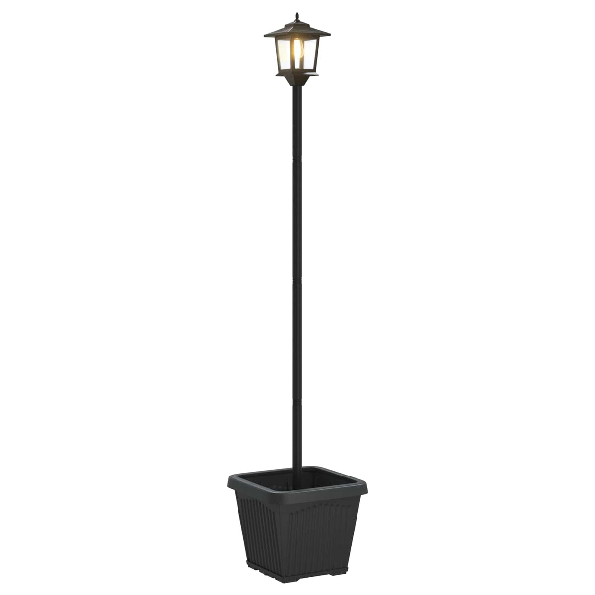 Farola Solar Con Macetero With Led Bulb Negro 32 X 32 X 158 Cm_0