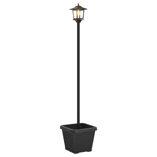 Farola Solar Con Macetero With Led Bulb Negro 32 X 32 X 158 Cm_0