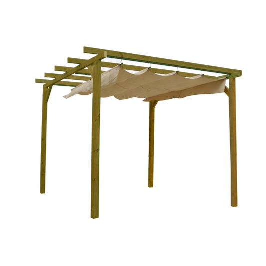 Pérgola Autopontante Con Toldo De Madera Gama Katua Vidahuerto – 270x270x240 Cm._0