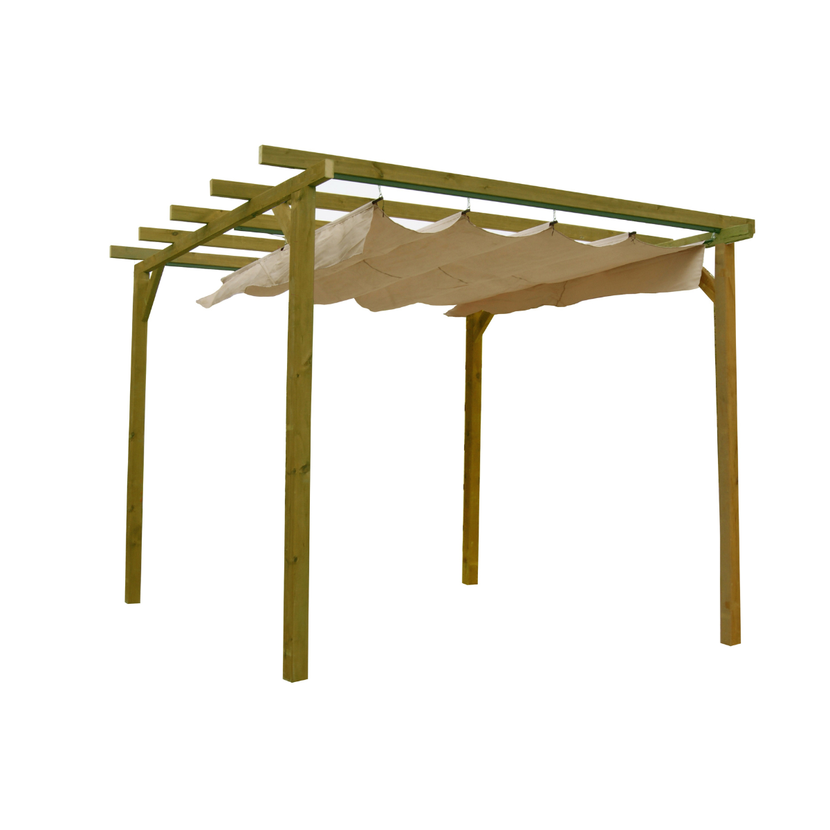 Pérgola Autopontante Con Toldo De Madera Gama Katua Vidahuerto – 270x270x240 Cm._0