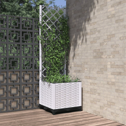 Jardinera Con Enrejado Pp Blanco 40x40x136 Cm_1