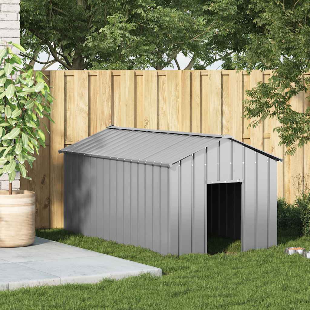 Caseta Para Perros Con Techo Acero Galvanizado 114x202x101 Cm_0