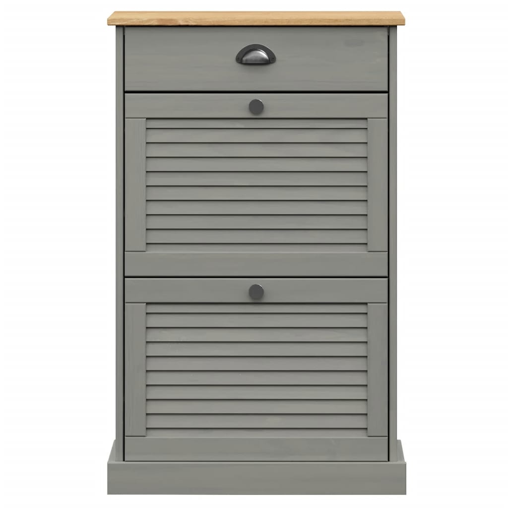 Zapatero Vigo Madera Maciza De Pino Gris 60x35x96 Cm / Vetonek_1