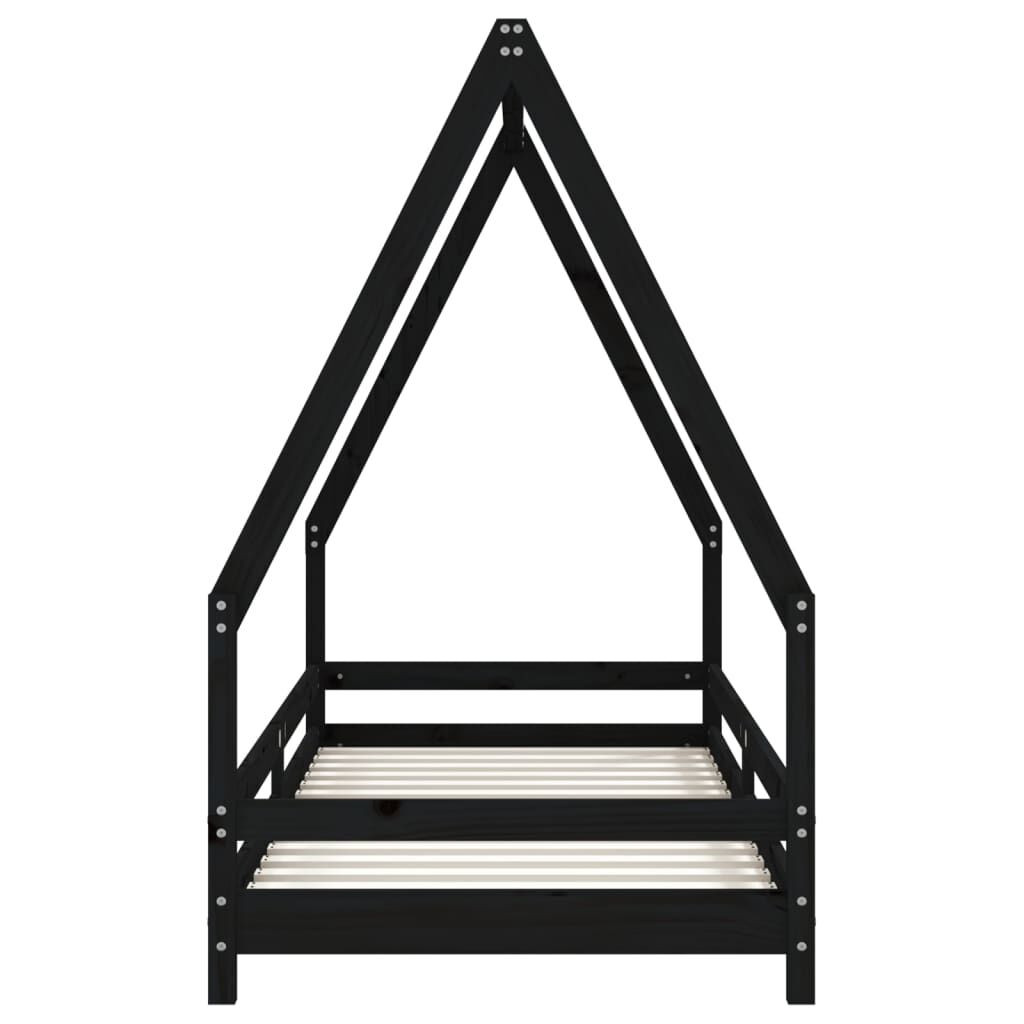 Vidaxl Estructura De Cama Para Niños Madera De Pino Negro 90x200 Cm_3