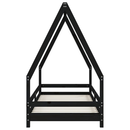 Vidaxl Estructura De Cama Para Niños Madera De Pino Negro 90x200 Cm_3