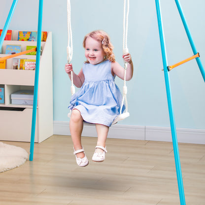 Outsunny Columpio Para Niños De 3-6 Años Con Luces Led 39x16,5x120-180 Cm Blanco_1