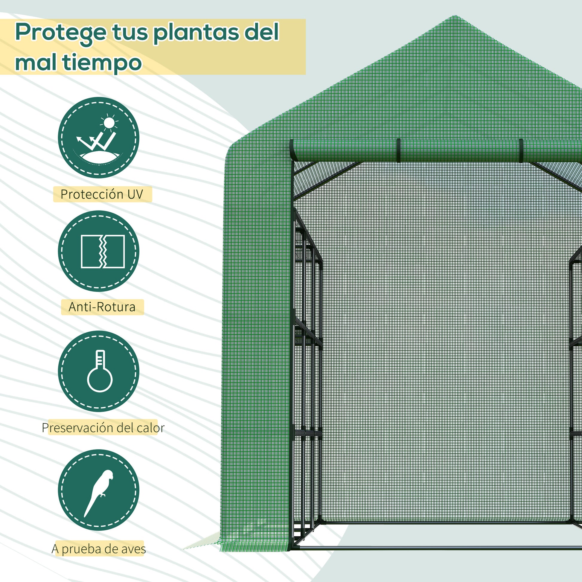Outsunny Invernadero Pequeño Con Estantes De 4 Niveles 244x180x210 Cm Verde_3
